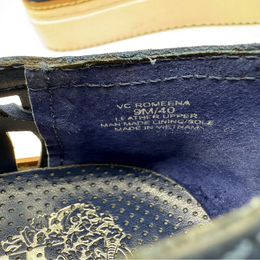 Vince Camuto Romeena Navy Blue Perforated Platform Slip-On Sneaker Size 9